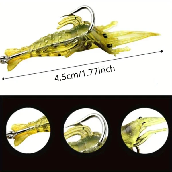 10pcs Soft Silicone Shrimp Fishing Lures L4.5cm