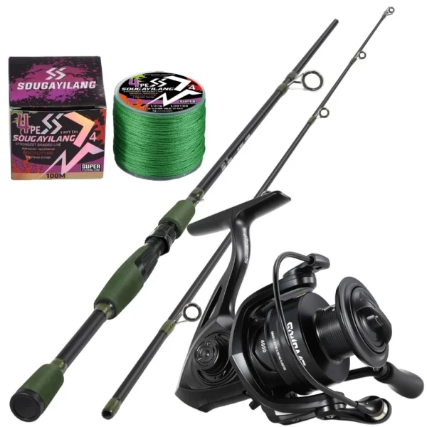 Sougayilang Black Spinning Rod Reel Set
