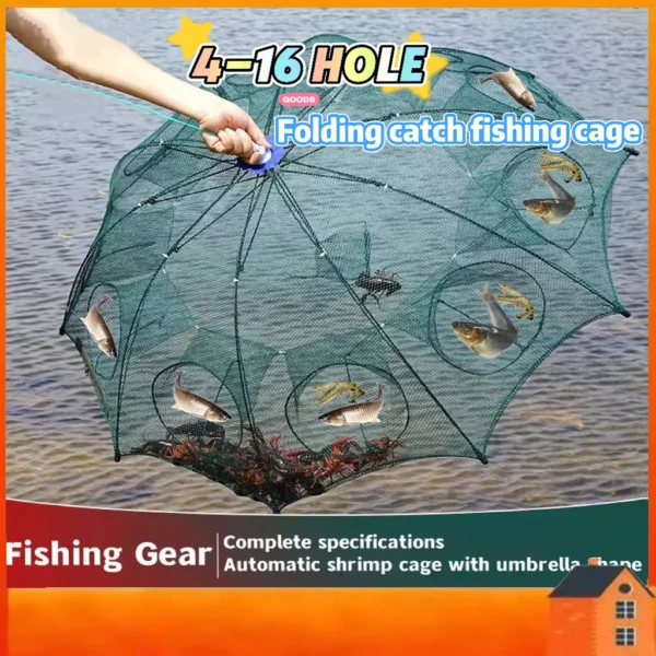 16 Hole Automatic Folding Fishing Net